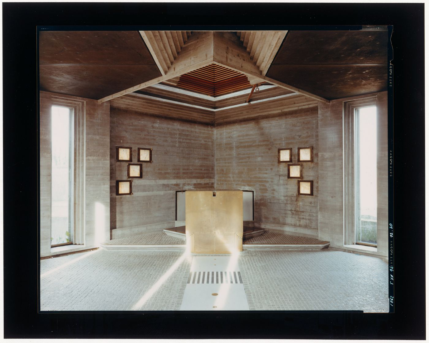 Interior view of the chapel showing the altar, Cimitero Brion, San Vito d'Altivole, near Asolo, Italy