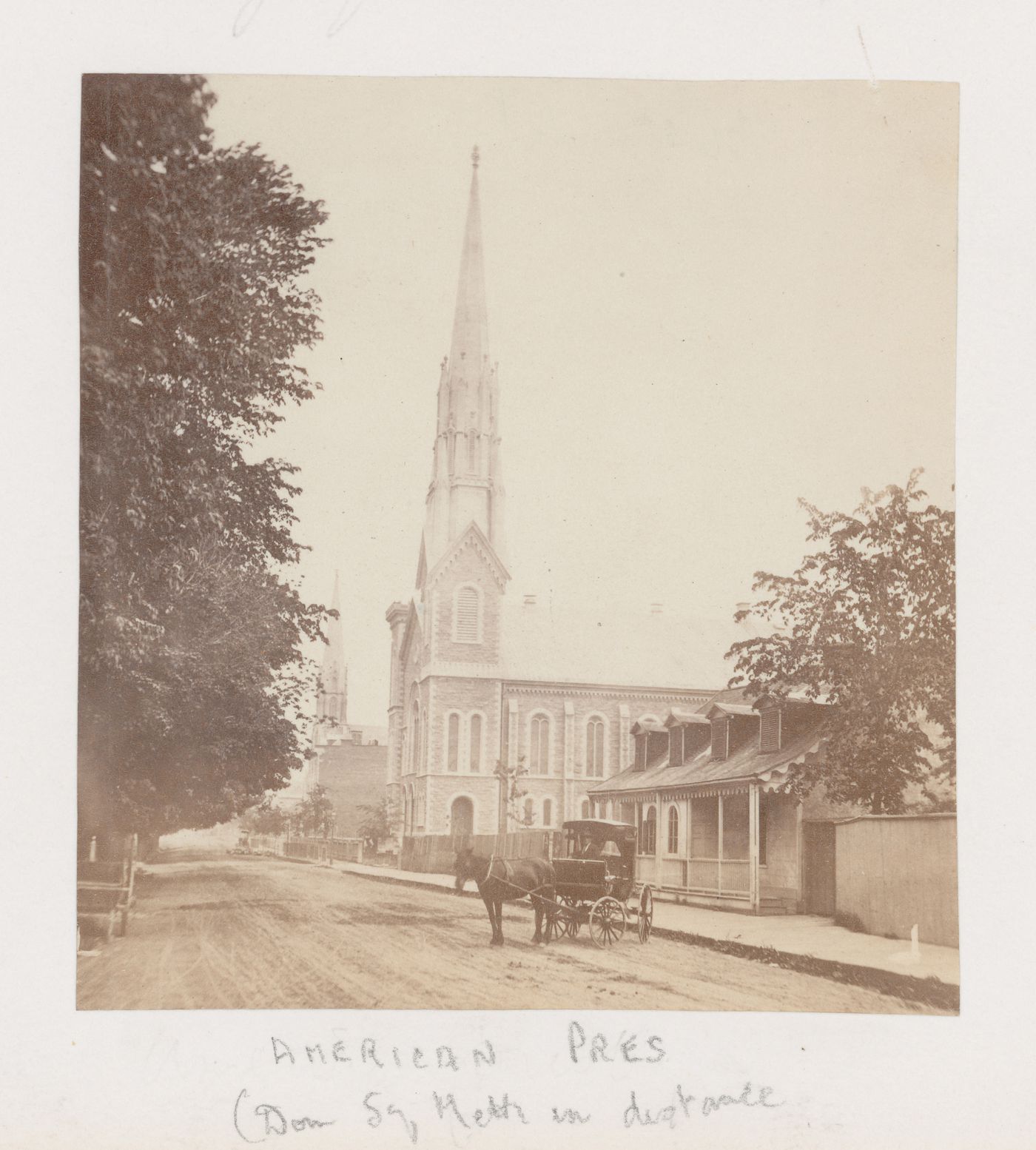 Exterior view of church on road, Canada