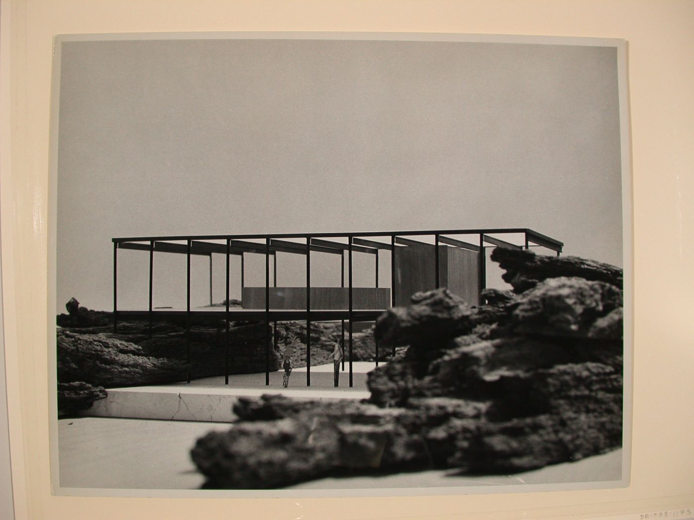 Photograph of a model for a Canyon House with steel [?] structural framework