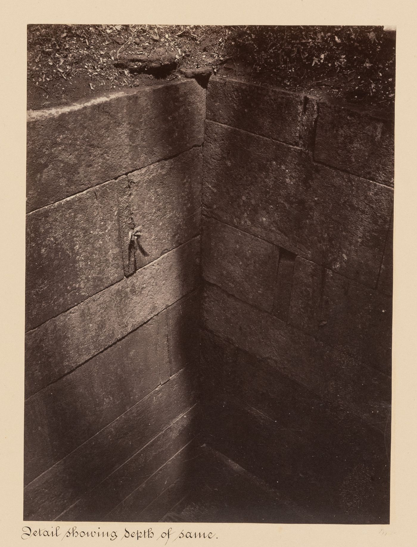 Interior view of a water tank [?], possibly known as Bisahotuwa, Kalawewa, Ceylon (now Sri Lanka)