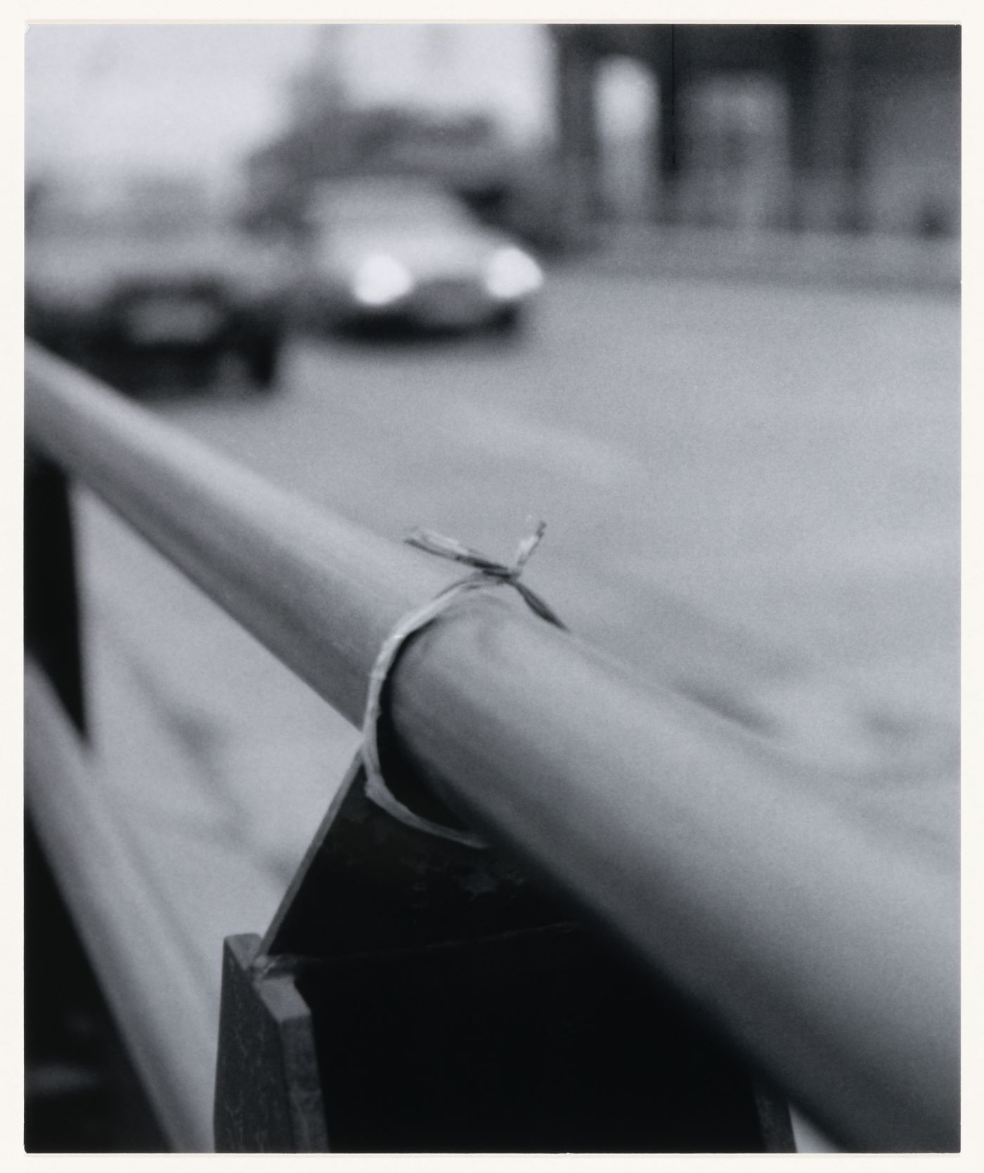 Close-up view of a metal railing, Berlin, Germany, from the artist book "The Potsdamer Project"