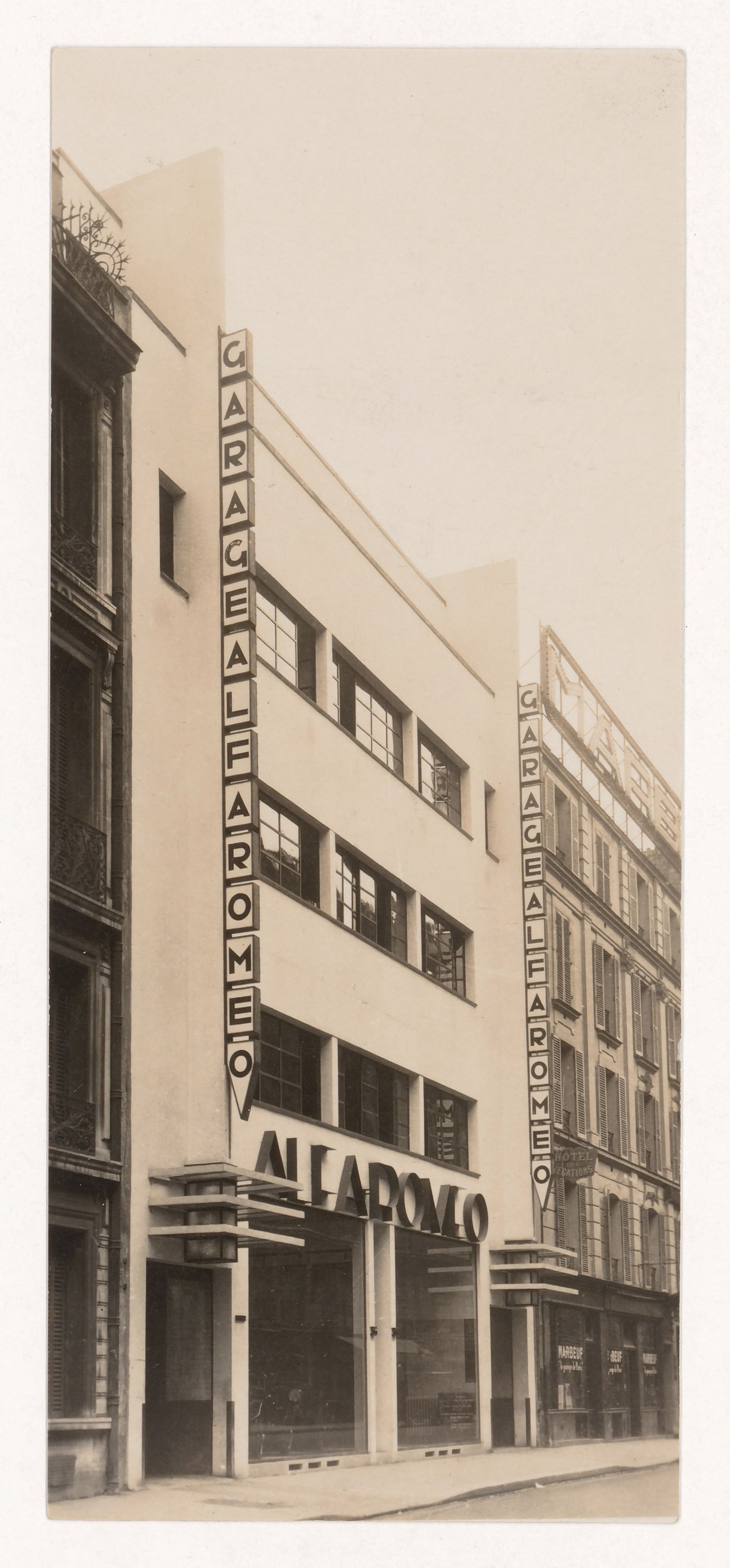 Exterior view of Alfa Romeo Garage, Marbeuf road, 8th arrondissement, Paris, France