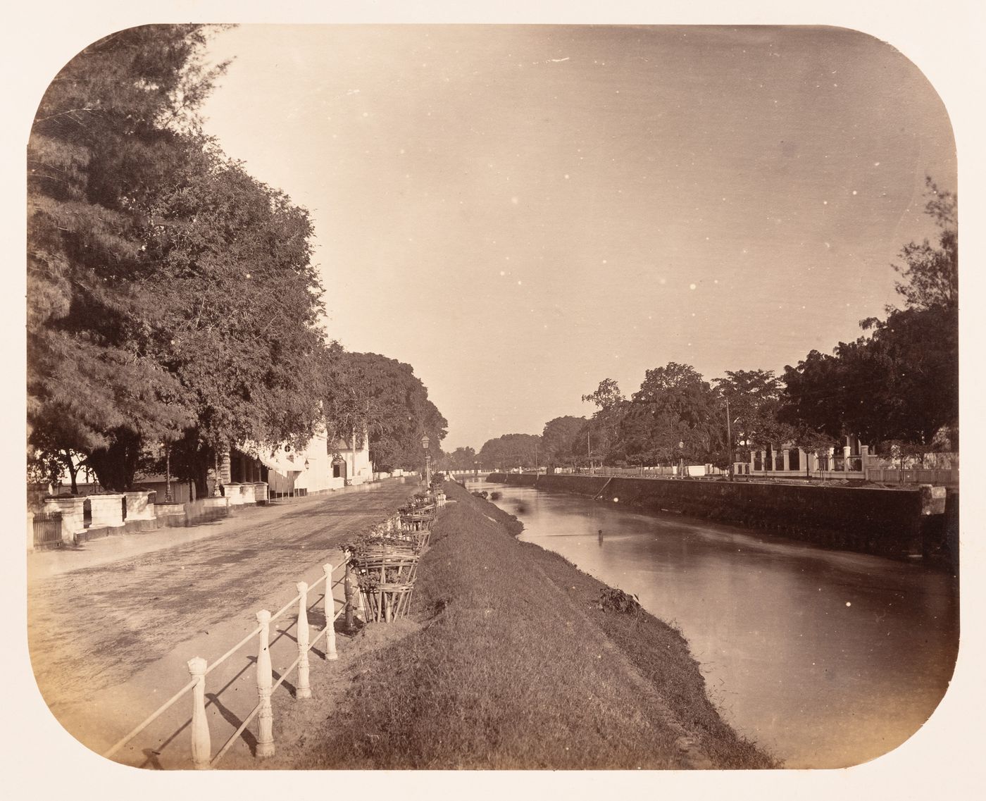 View of Rijswijk street and a canal, Batavia (now Jakarta), Dutch East Indies (now Indonesia)