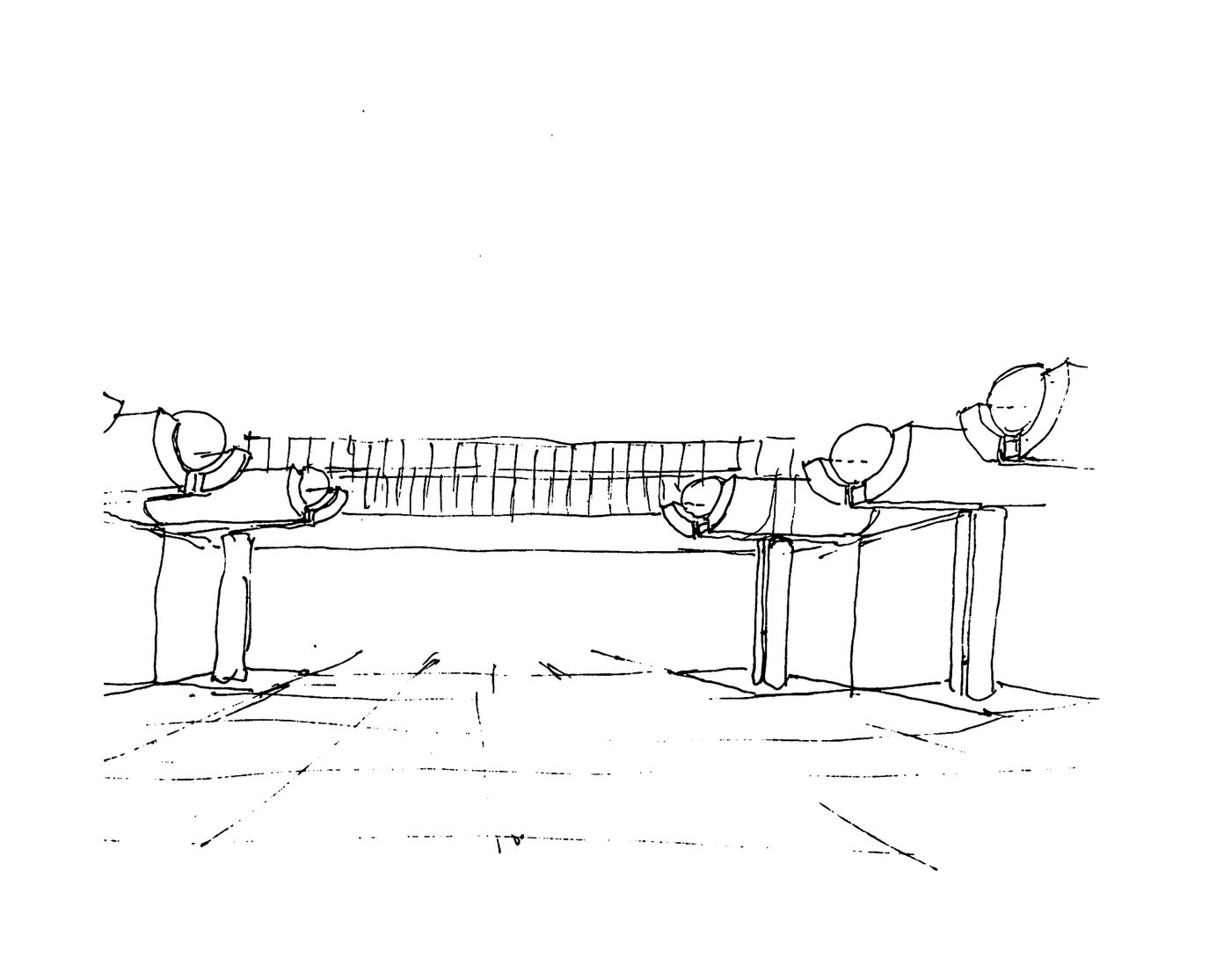 General Motors Advanced Concepts Center, Malibu, California: Perspective sketch of entry with concrete scoop canopies