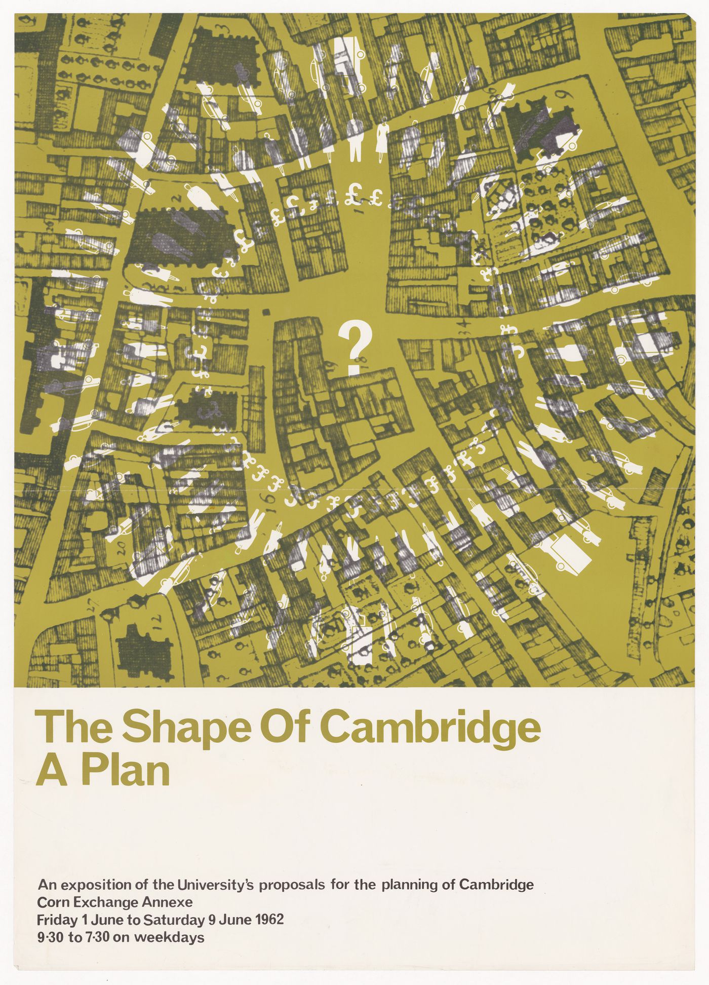 Exhibition poster for The Shape of Cambridge: A Plan, Cambridge University, England