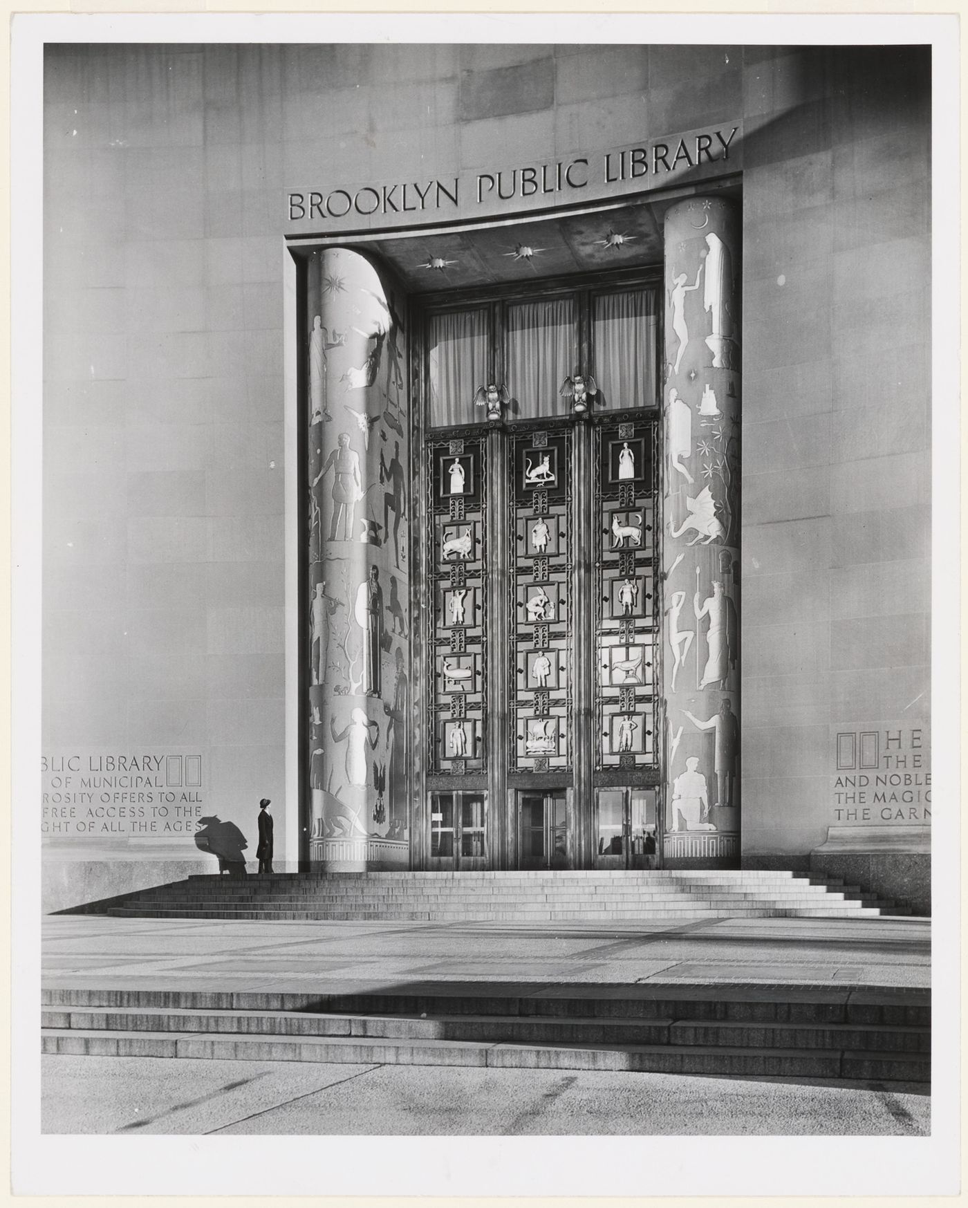 Entrance, façade and door of Brooklyn Public Library, Brooklyn, New York City, New York