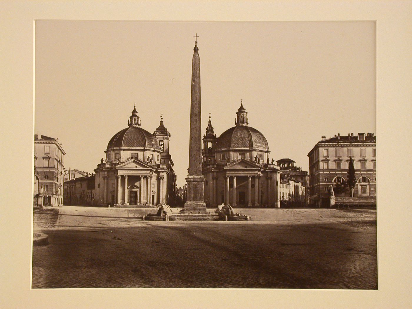 Piazza del Popolo with obelisk, S. Maria dei Miracoli, and S. Maria in Montesanto, Rome, Italy