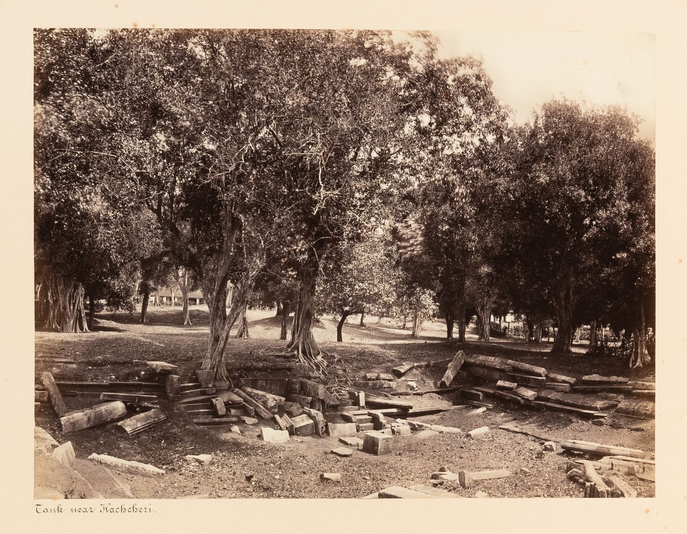 View a water tank, Anuradhapura, Ceylon (now Sri Lanka)