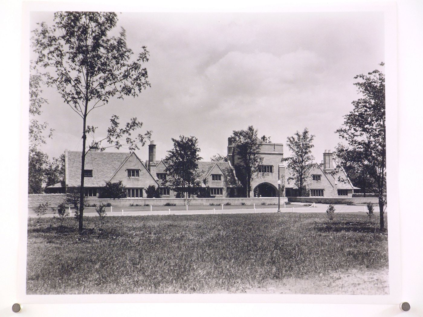 View of the principal façade of the Edsel B. Ford house from across the street, 1100 Lake Shore Road, Grosse Pointe Shores, Michigan