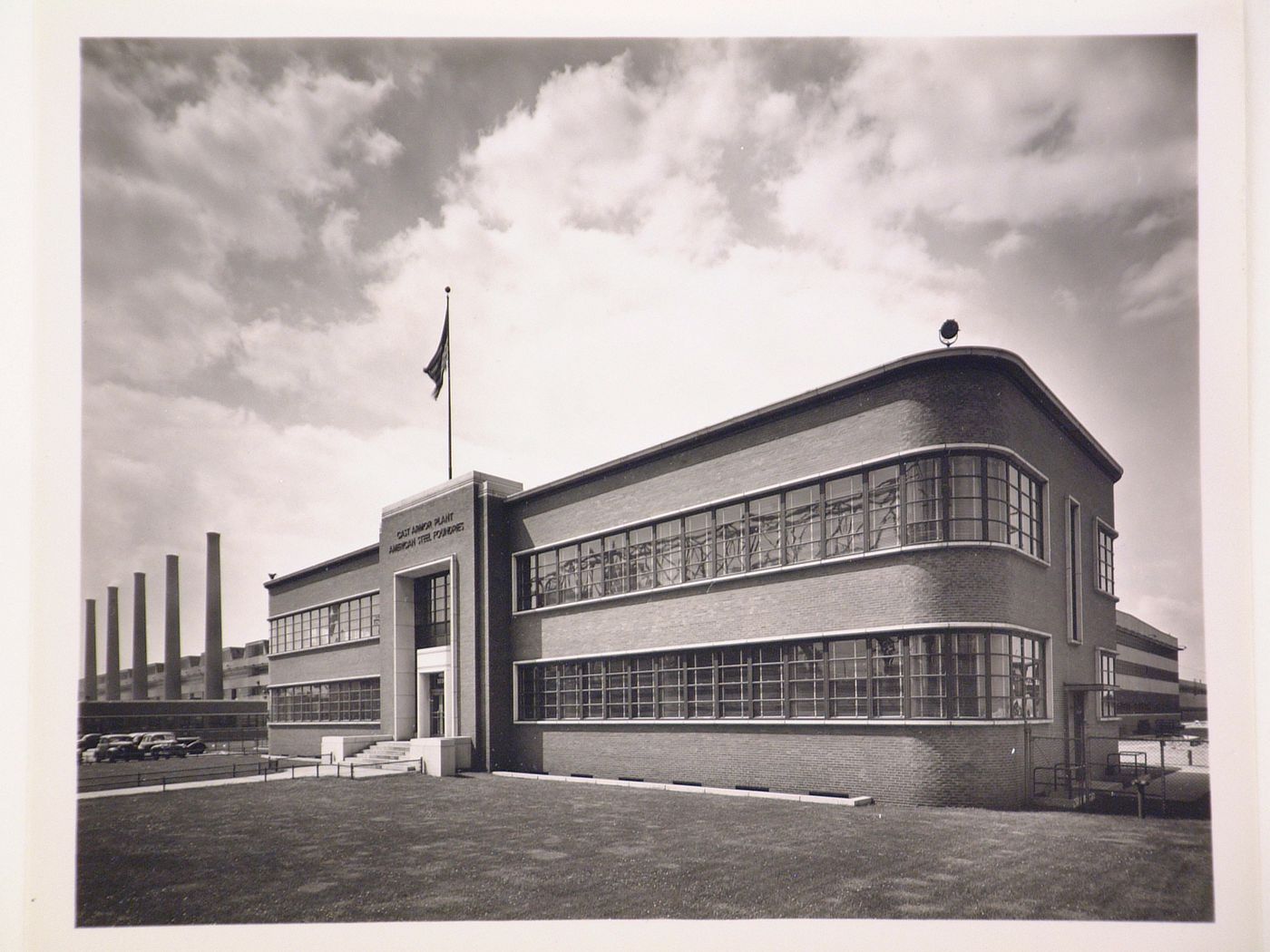 View of the principal and lateral façades of the Administration Building from the northwest [?], American Steel Foundries Cast Armor Plant, East Chicago, Indiana