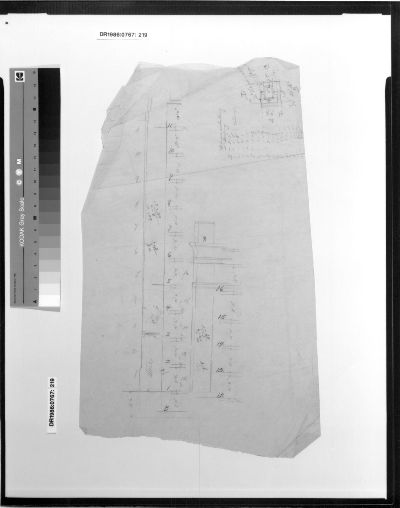 Monadnock Building, Chicago: Partial elevation and plan for a chimney stack