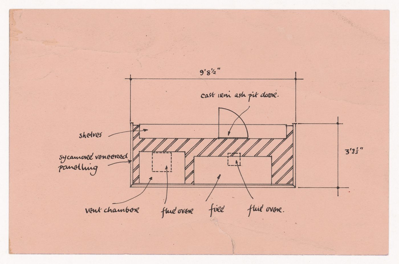 Ventilation and fireplace plan for The Shape of Cambridge: A Plan, Cambridge University, England