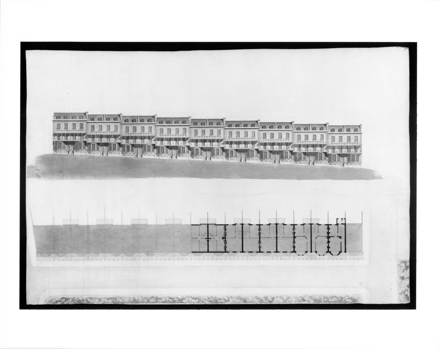 Plan and elevation of terracehousing