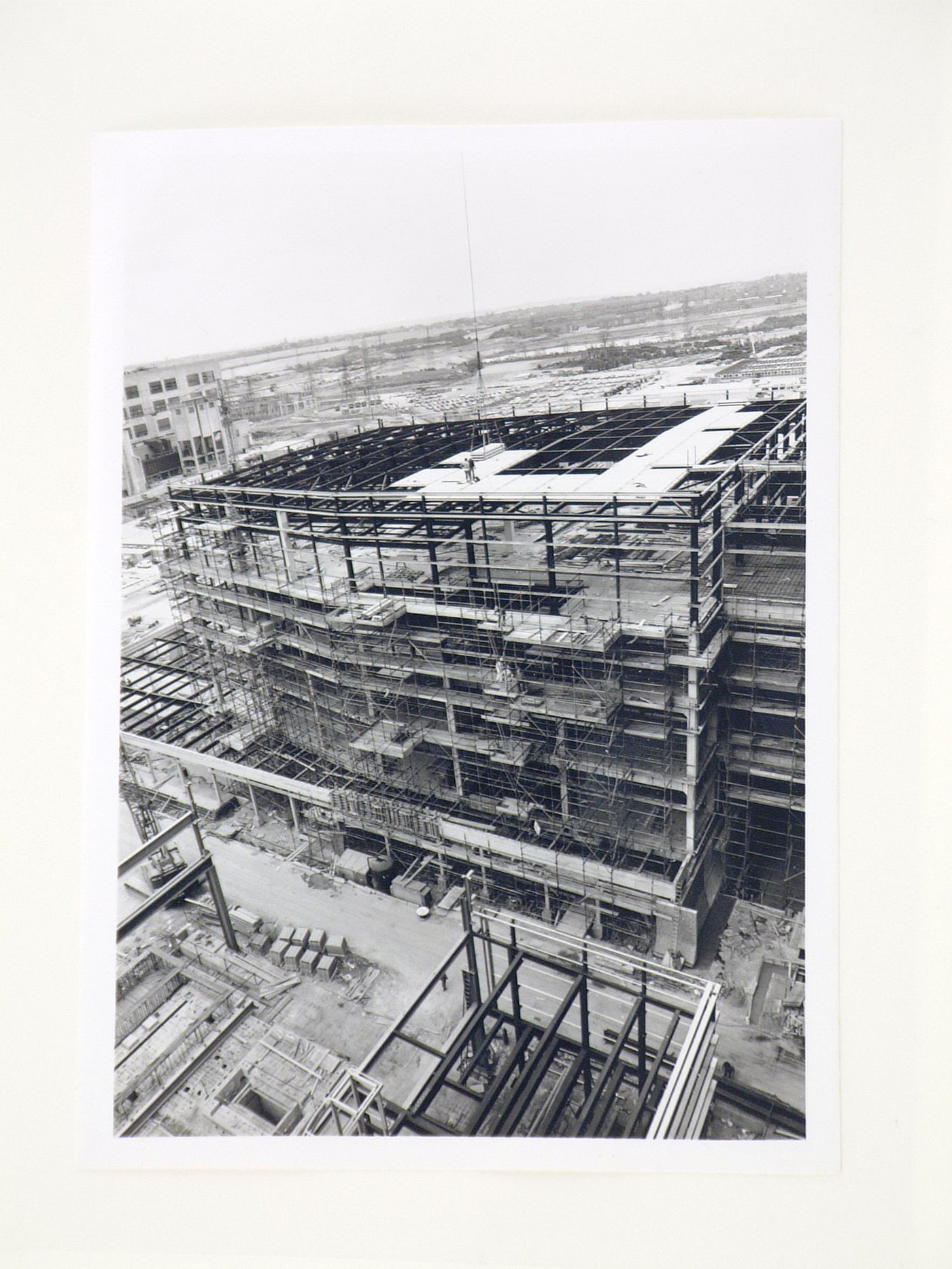 View of construction of steel structure for power station, United Kingdom