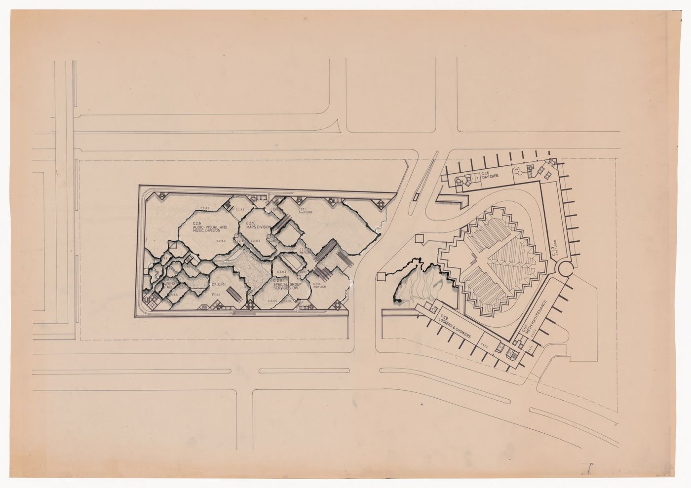 Plan for Pahlavi National Library Competition, Tehran, Iran