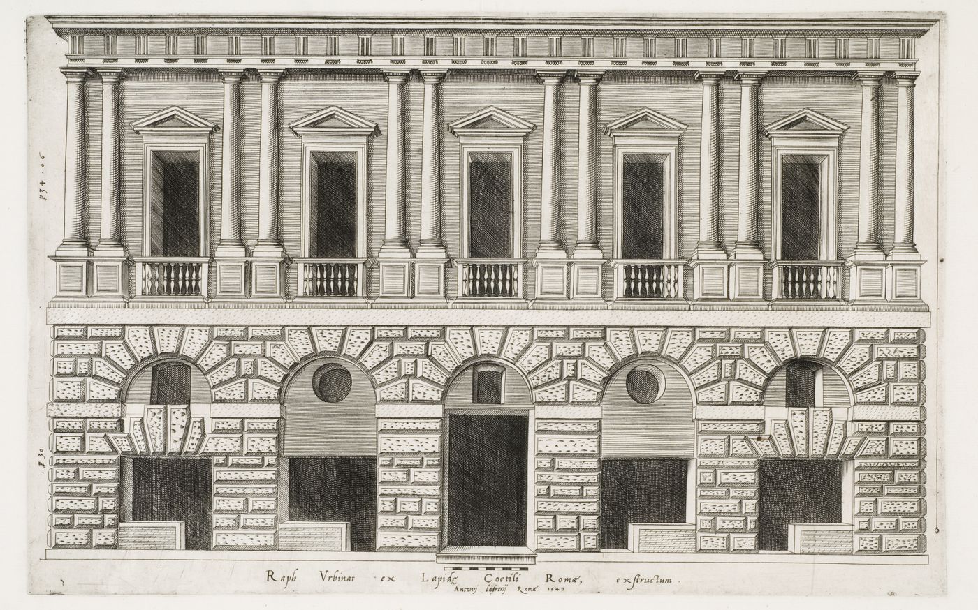 Perspective of the façade of the Palazzo Caprini, also known as the House of Raphael, Rome