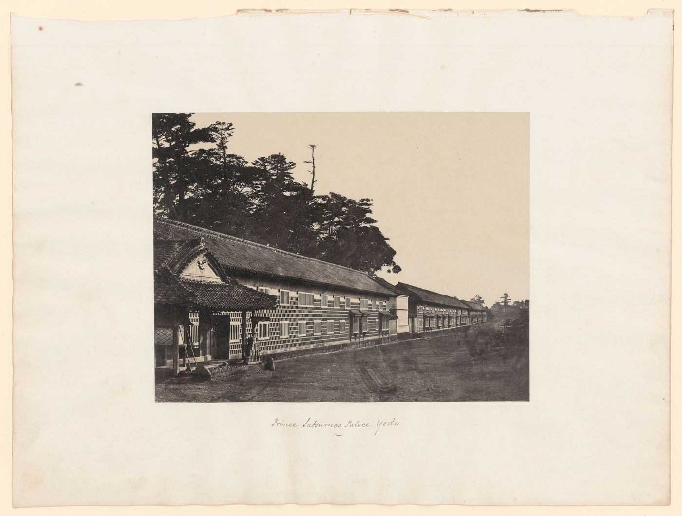 View of barracks at the daimyo residence of the Hosokawa clan, Edo (now Tokyo), Japan
