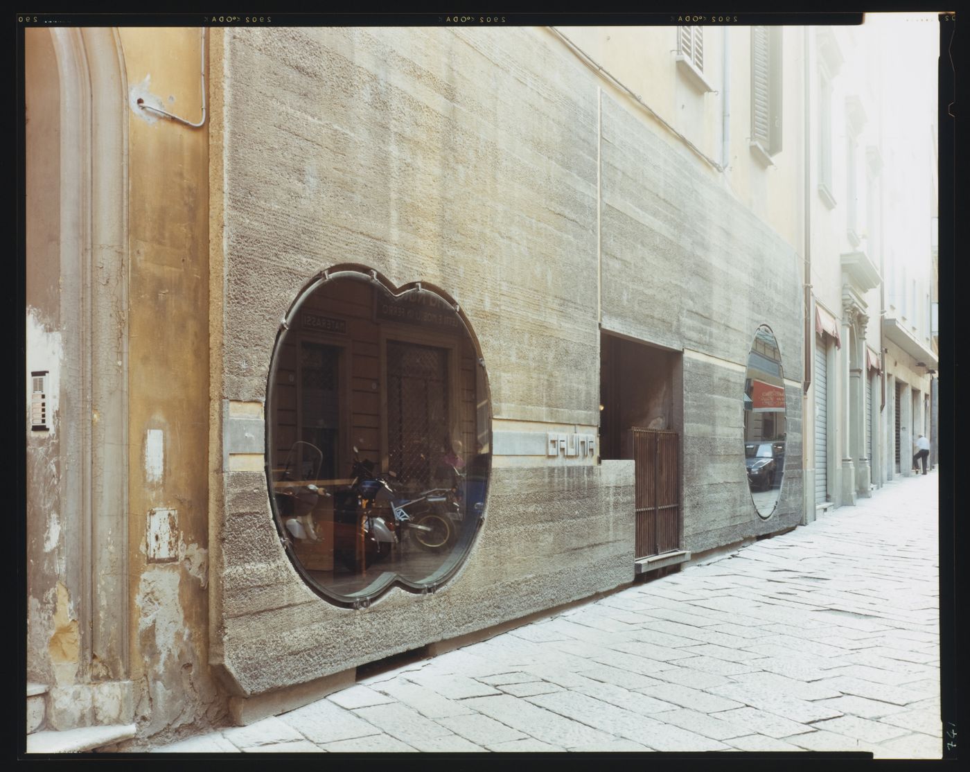 View of the principal façade of the Gavina (now Simon) showroom, Bologna, Italy