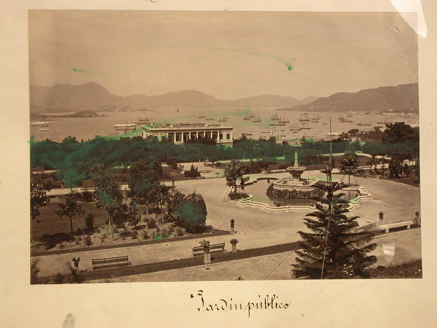 View of the Botanic Garden and Government House, Hong Kong (now Hong Kong, China)