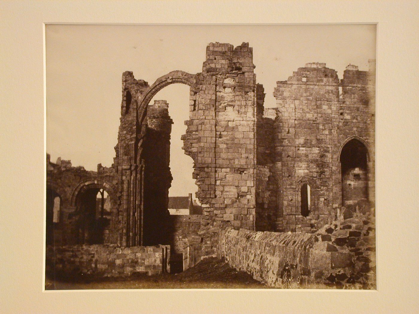 View of ruins of Lindisfarne Priary, Lindisfarne, Northumberland, England