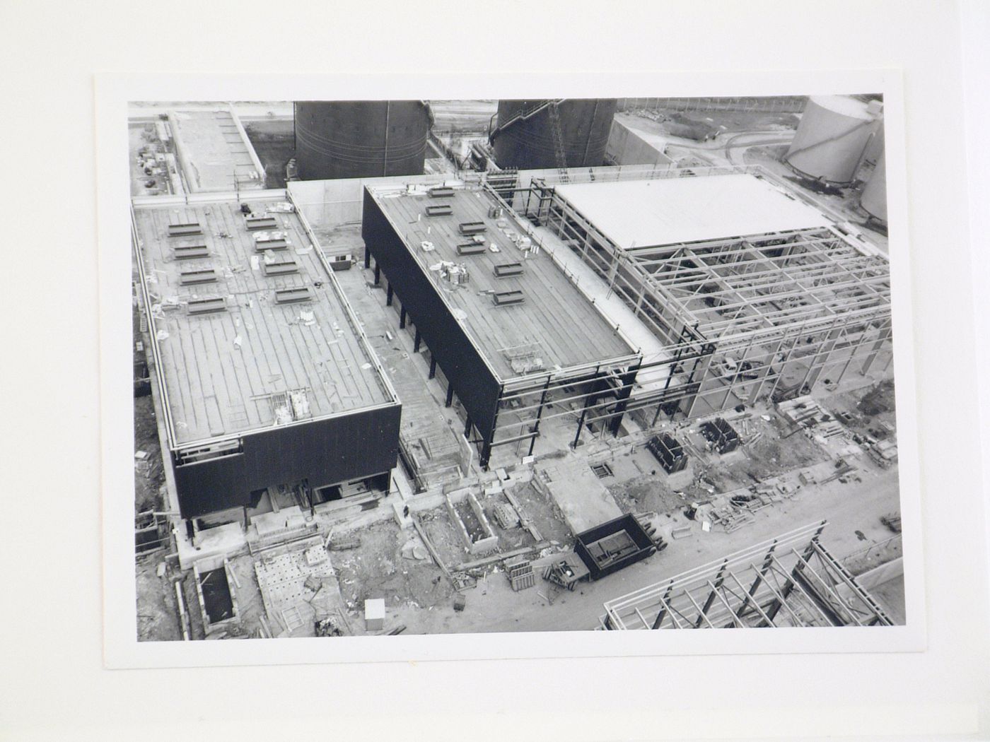 View of construction of power station, from above, United Kingdom