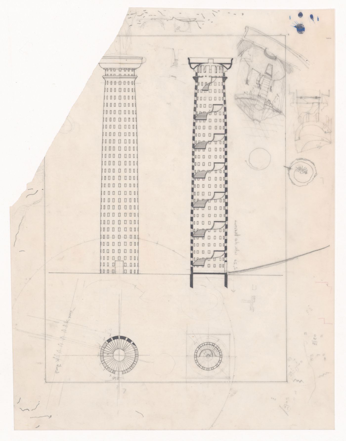 Elevation and section for Monument to Gestapo victims, Berlin