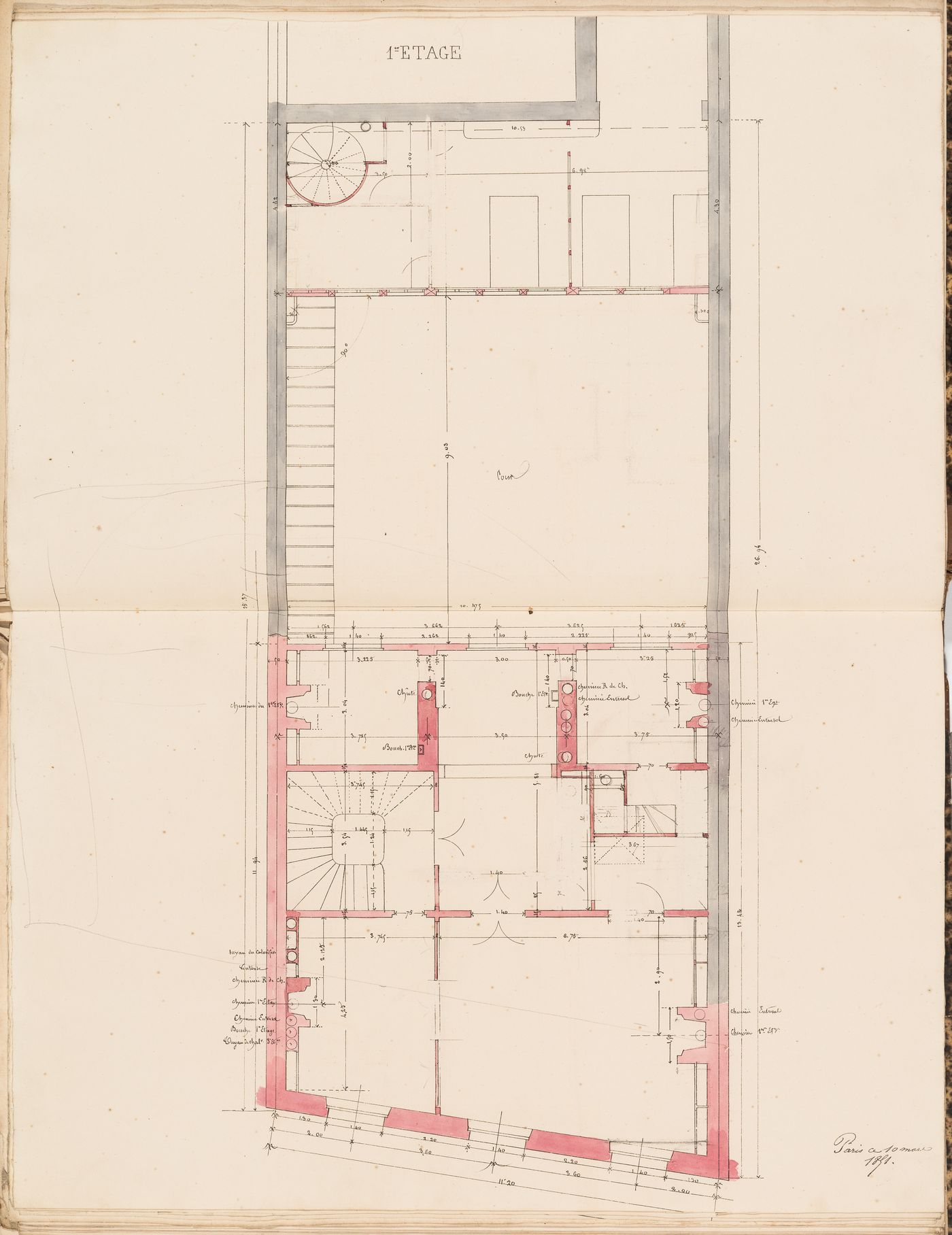 First floor plan for the Administration générale des omnibus Office Building, Paris