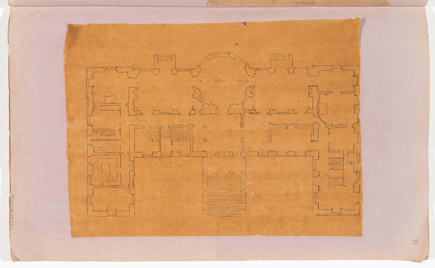 Sketch plan for a country house with a circular salon