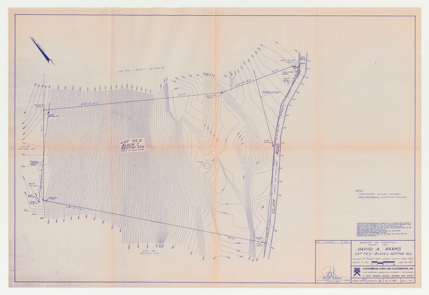 Boundary and topographical survey for the Hanks-Paré Residence, Tuxedo Park, New York