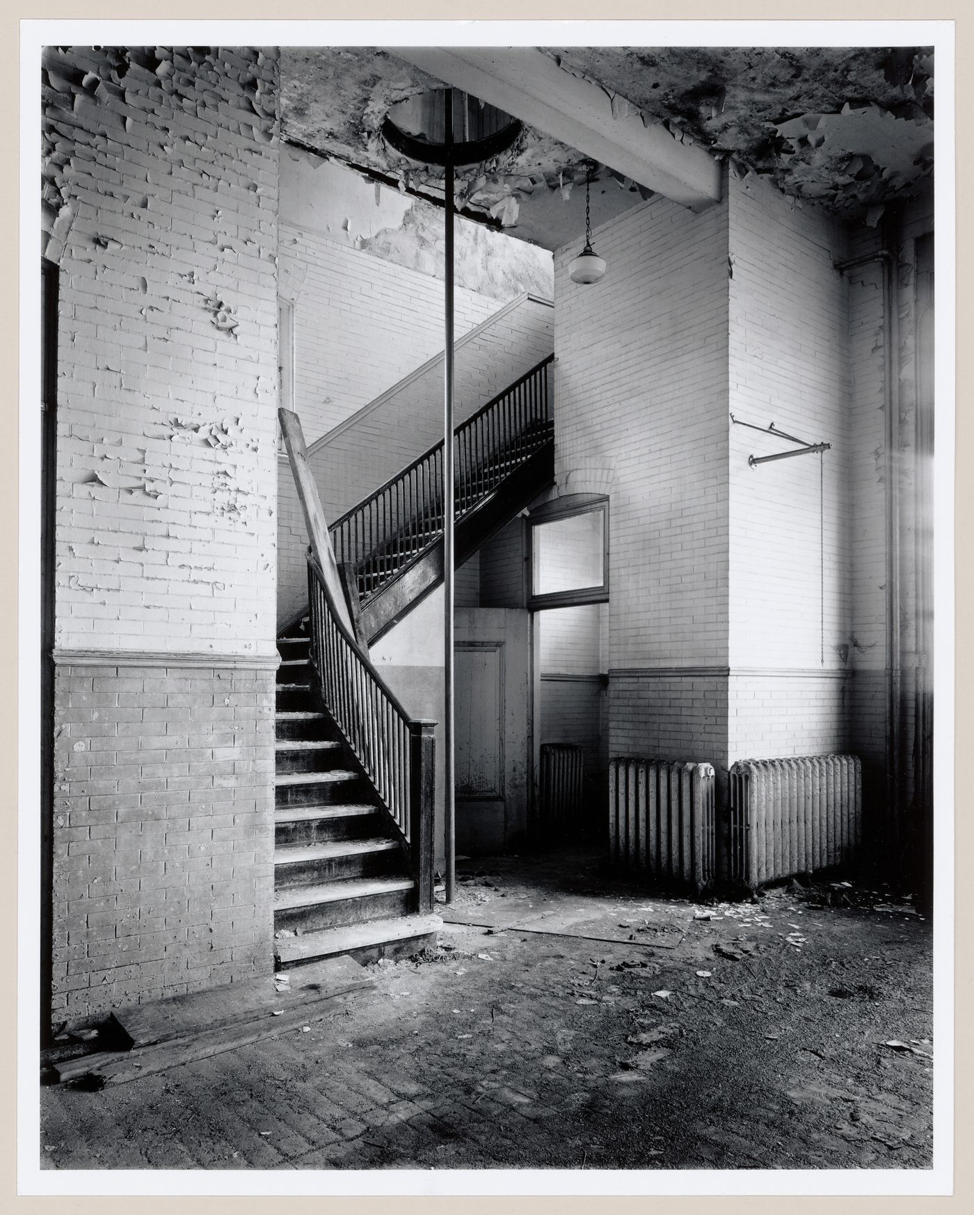 Interior view of the stairs to the third floor of Fire Station no. 21, 1200 Mill Street, Montréal, Québec
