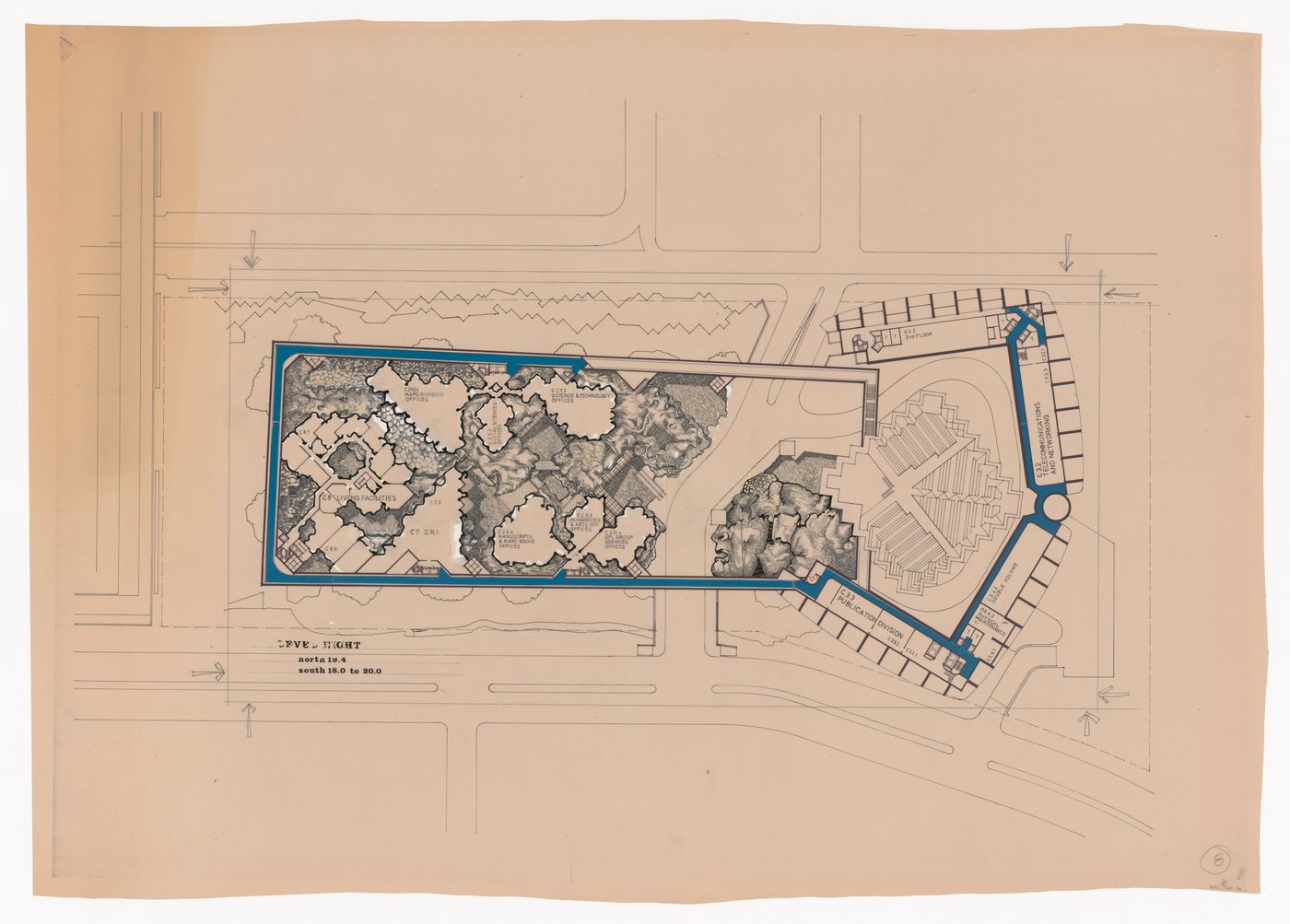 Plan for Pahlavi National Library Competition, Tehran, Iran