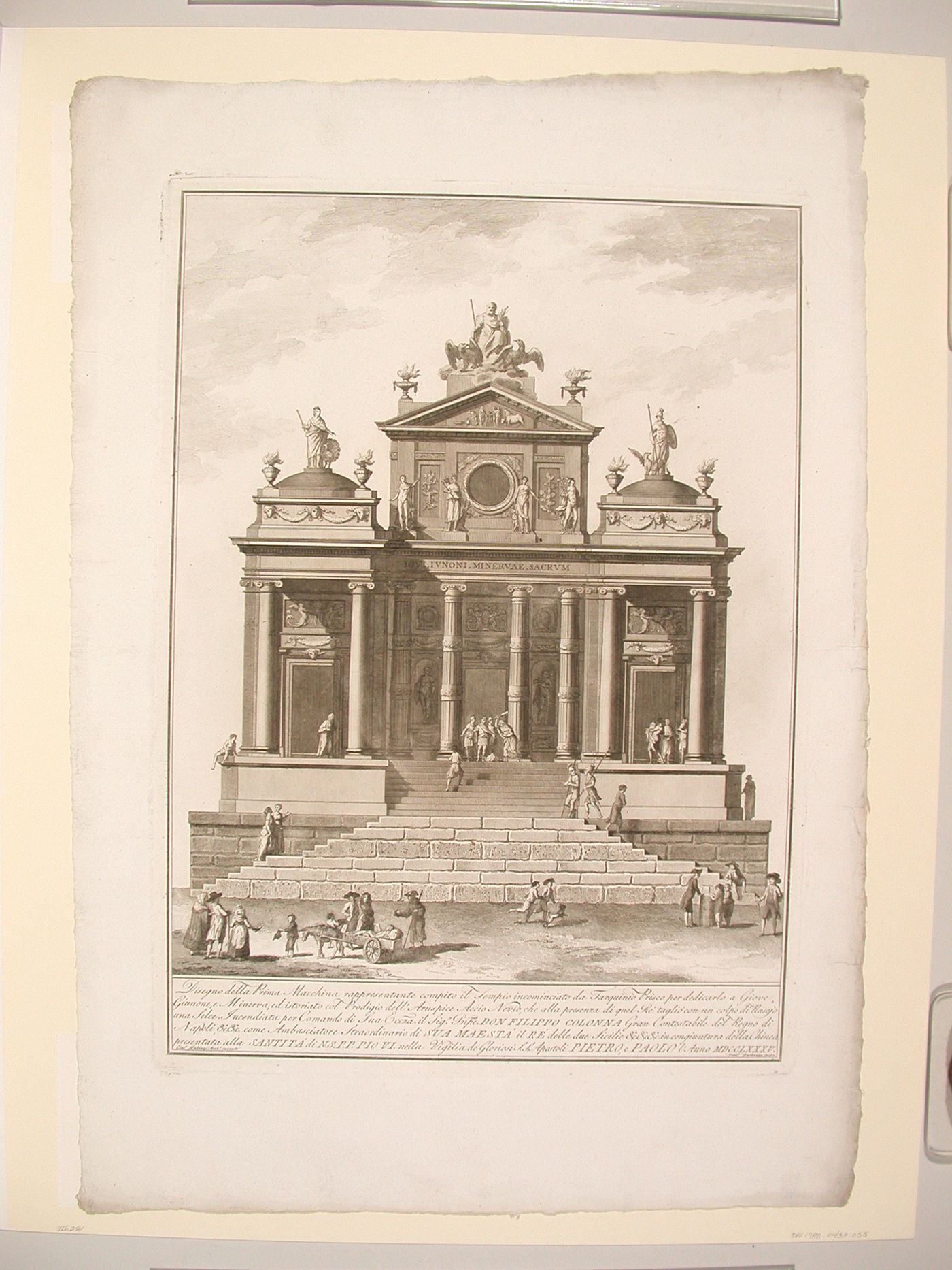 Etching of Palazzi's design for the "prima macchina" of 1785