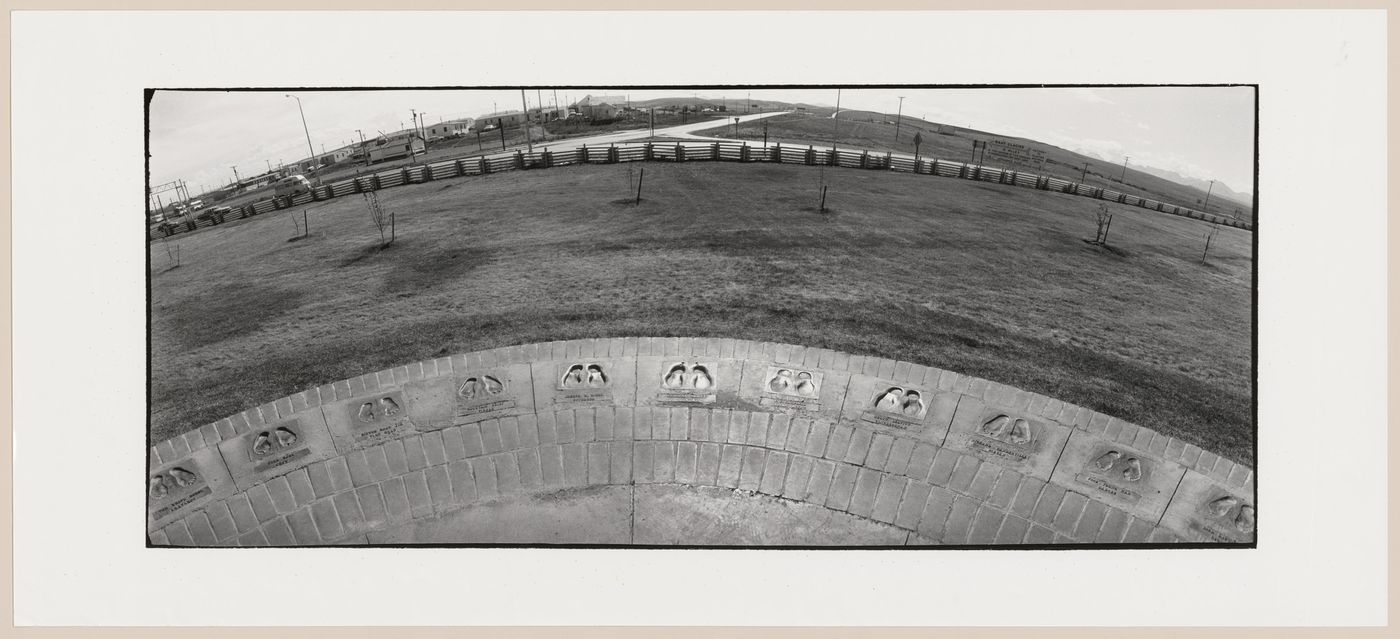 Panoramic view of the memorial of the 1930 Plains Indian sign language conference, located at the Museum of the Plains Indian, Browning, Montana, United States