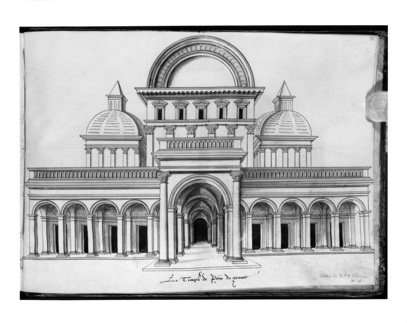 Perspectival elevation for Temple of Peace