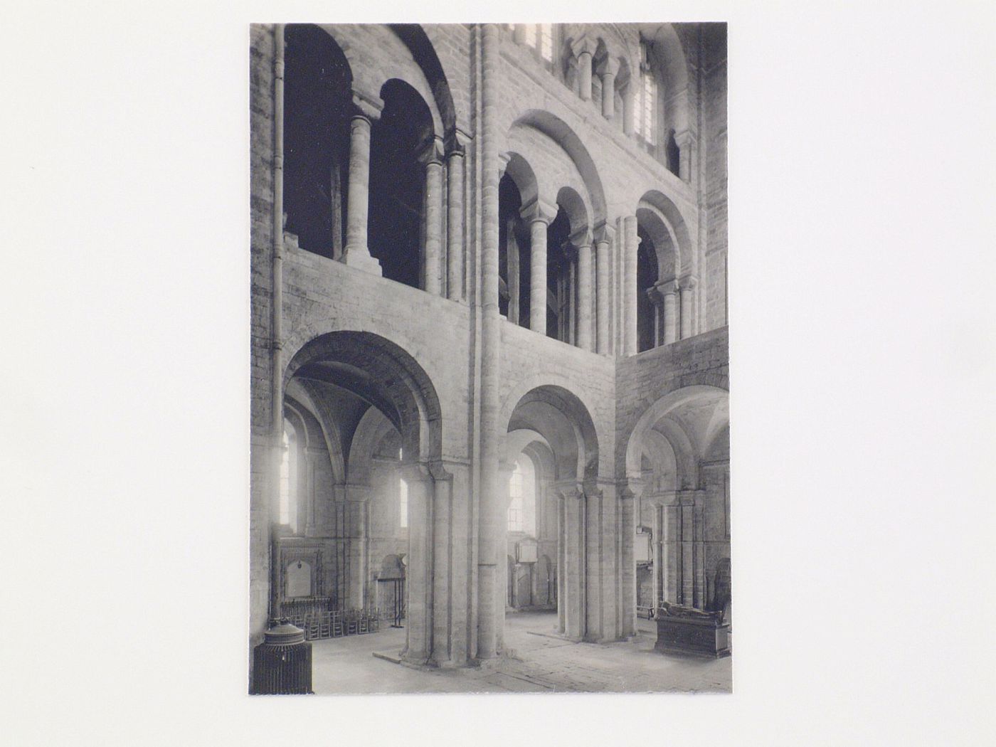 View of Norman arches in interior, Winchester, England