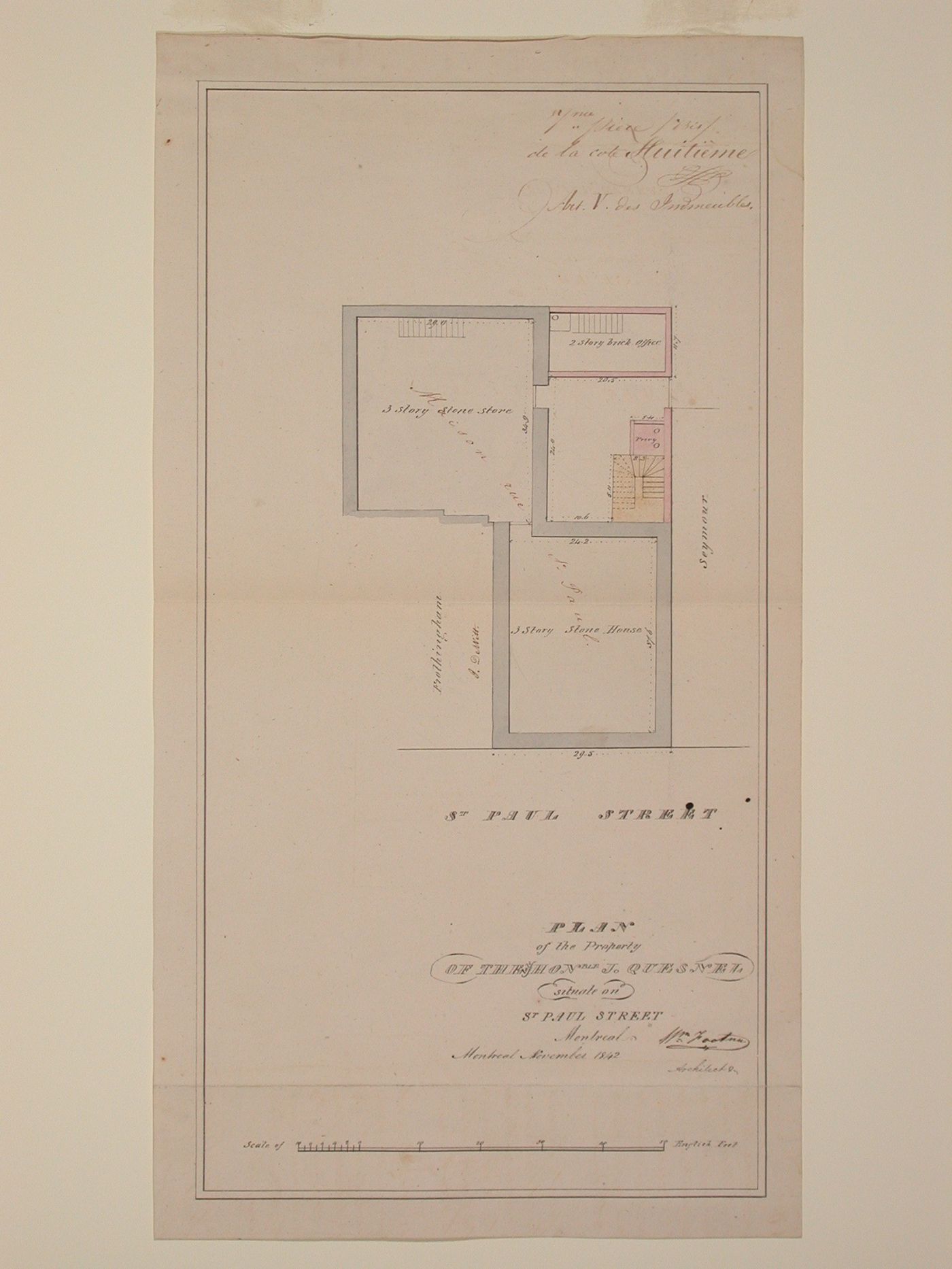 Property of J. Quesnel,Craig & Cote Sts. - plan