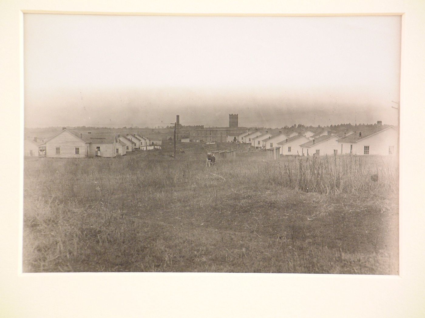 View of settlement with houses and outhouses in front of Wylie Mill, Chester, South Carolina, United States
