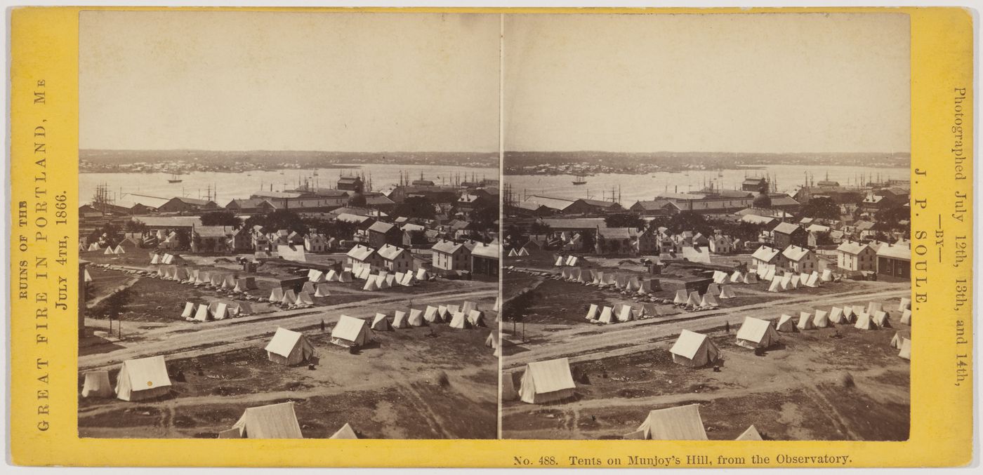 Tents on Munjoy's Hill, as seen from the Observatory, after the Great Fire in Portland, Maine, on July 4, 1866