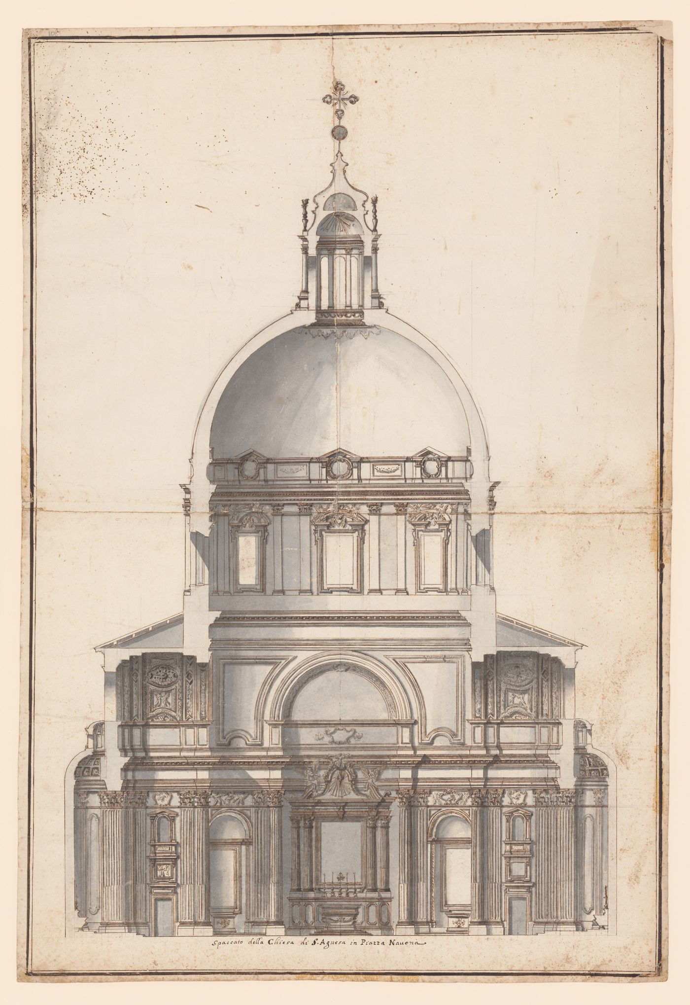 Cross section, probably of the church of S. Agnese in Agone, Rome