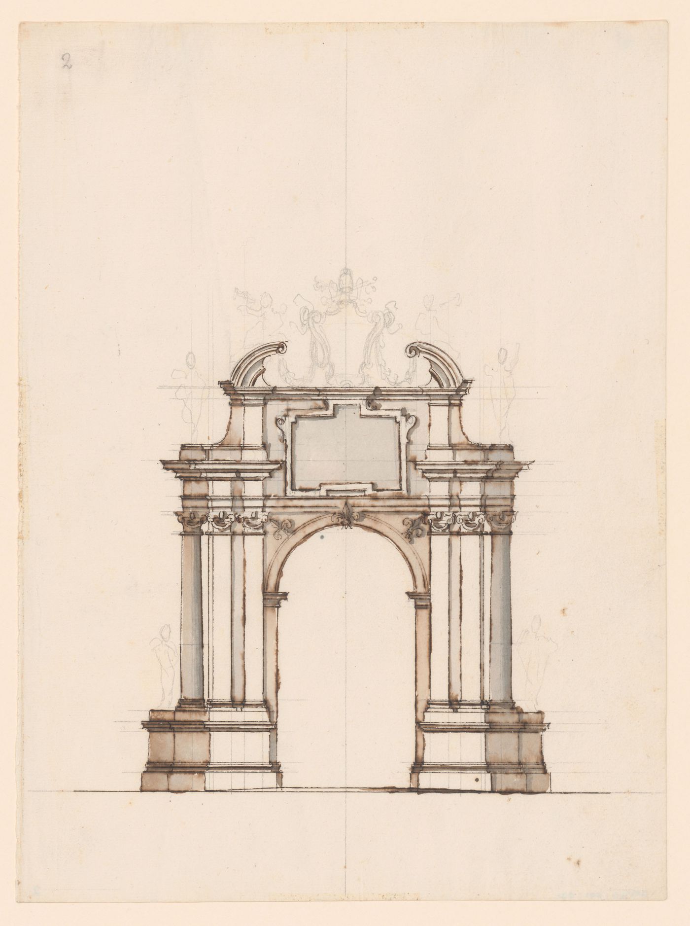 Incomplete elevation for a triumphal arch for the possesso of Innocent XIII, Rome