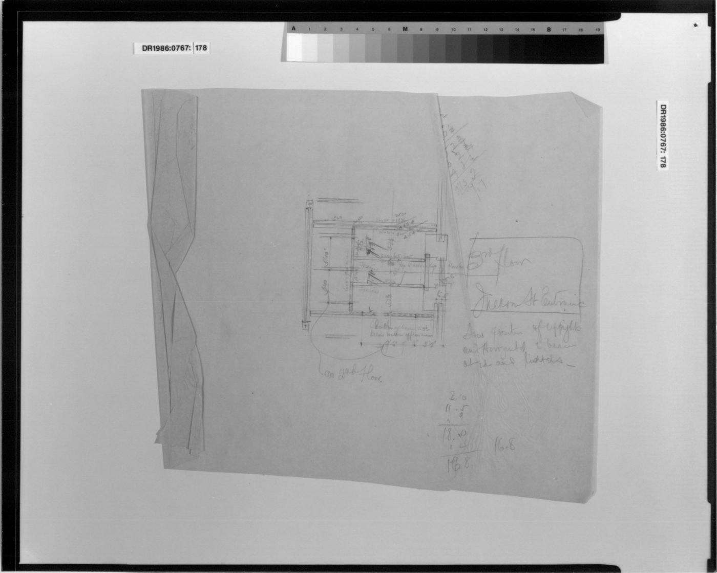 Monadnock Building, Chicago: Partial third floor framing plan above the Jackson Street entrance