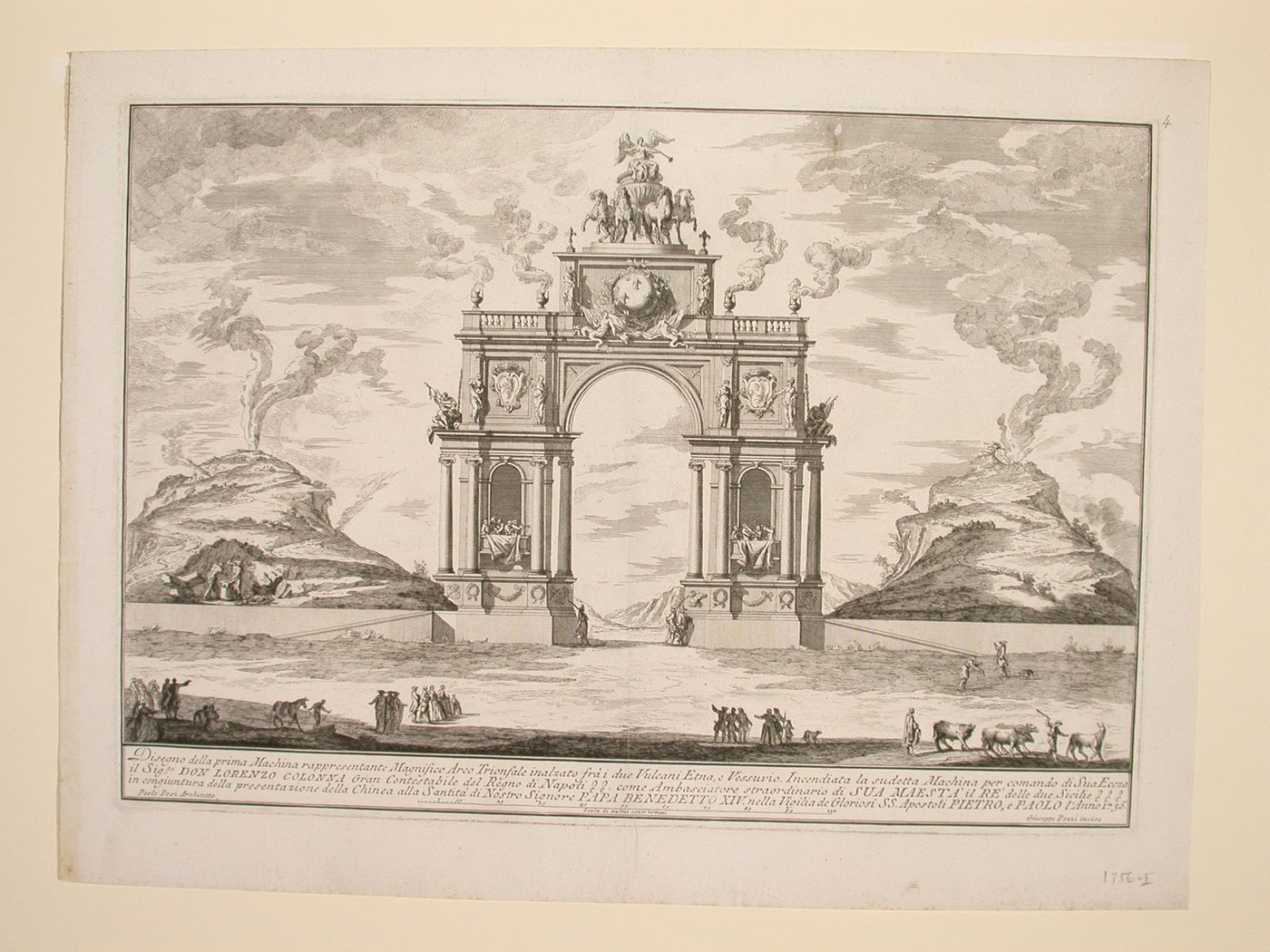 Etching of Posi's design for the "prima macchina" of 1756