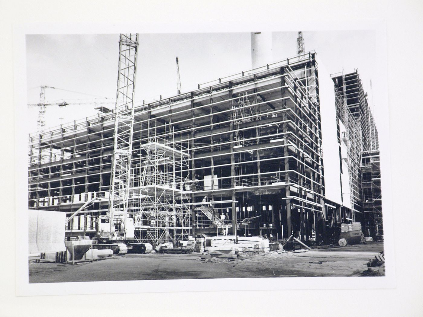 View of construction of steel structure for power station, United Kingdom