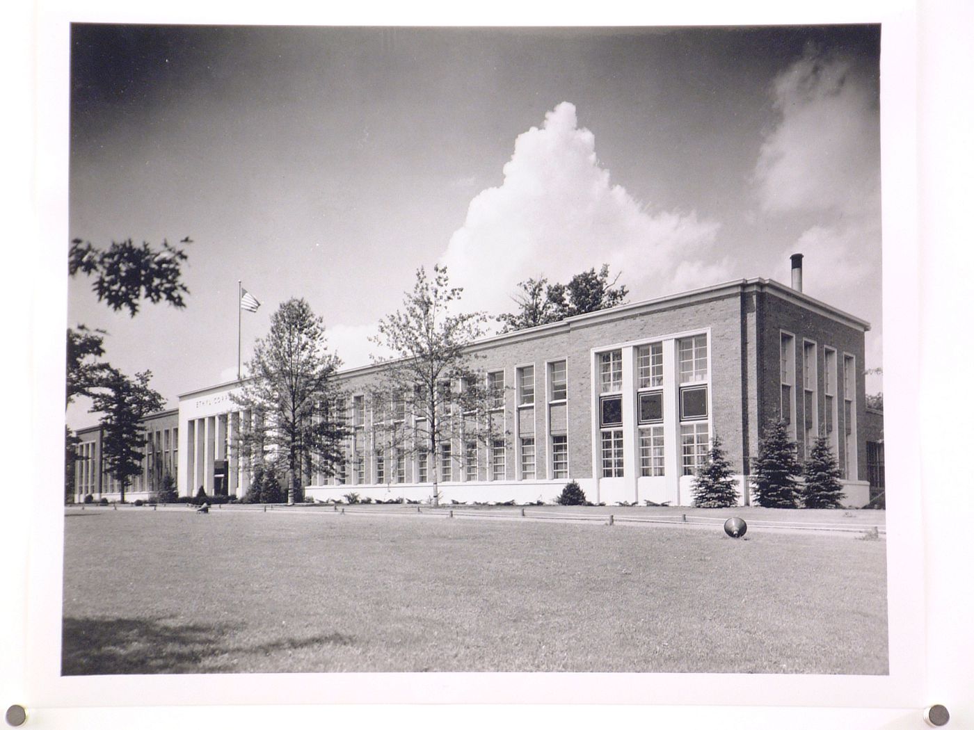 View of the principal façade of the Engineering Building, General Motors Corporation Ethyl Corporation division Assembly Plant, Ferndale, Michigan