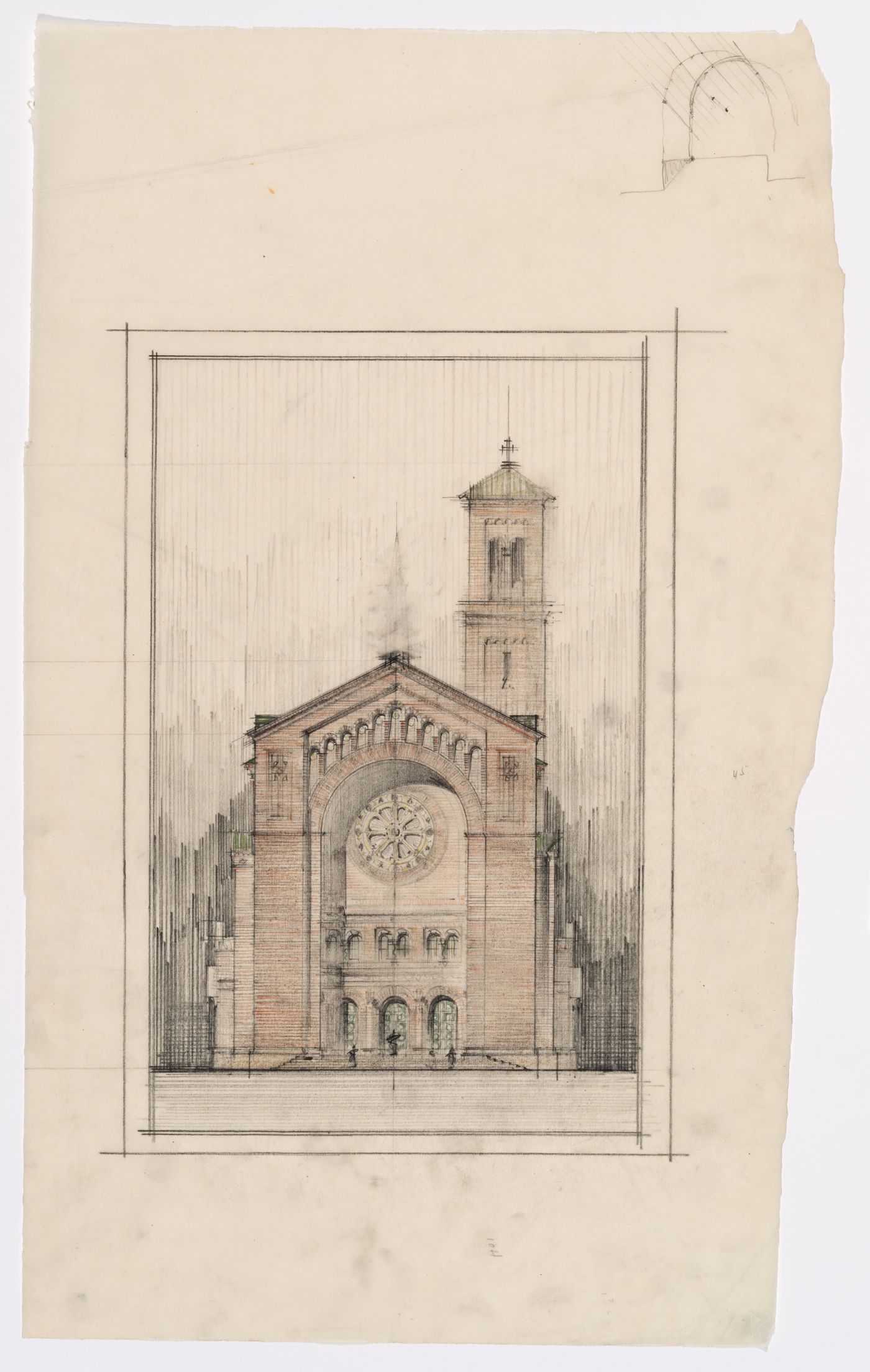 Étude de la façade, Église Saint-Ambroise, Montréal, Canada (1923-1927, 1936-1941)