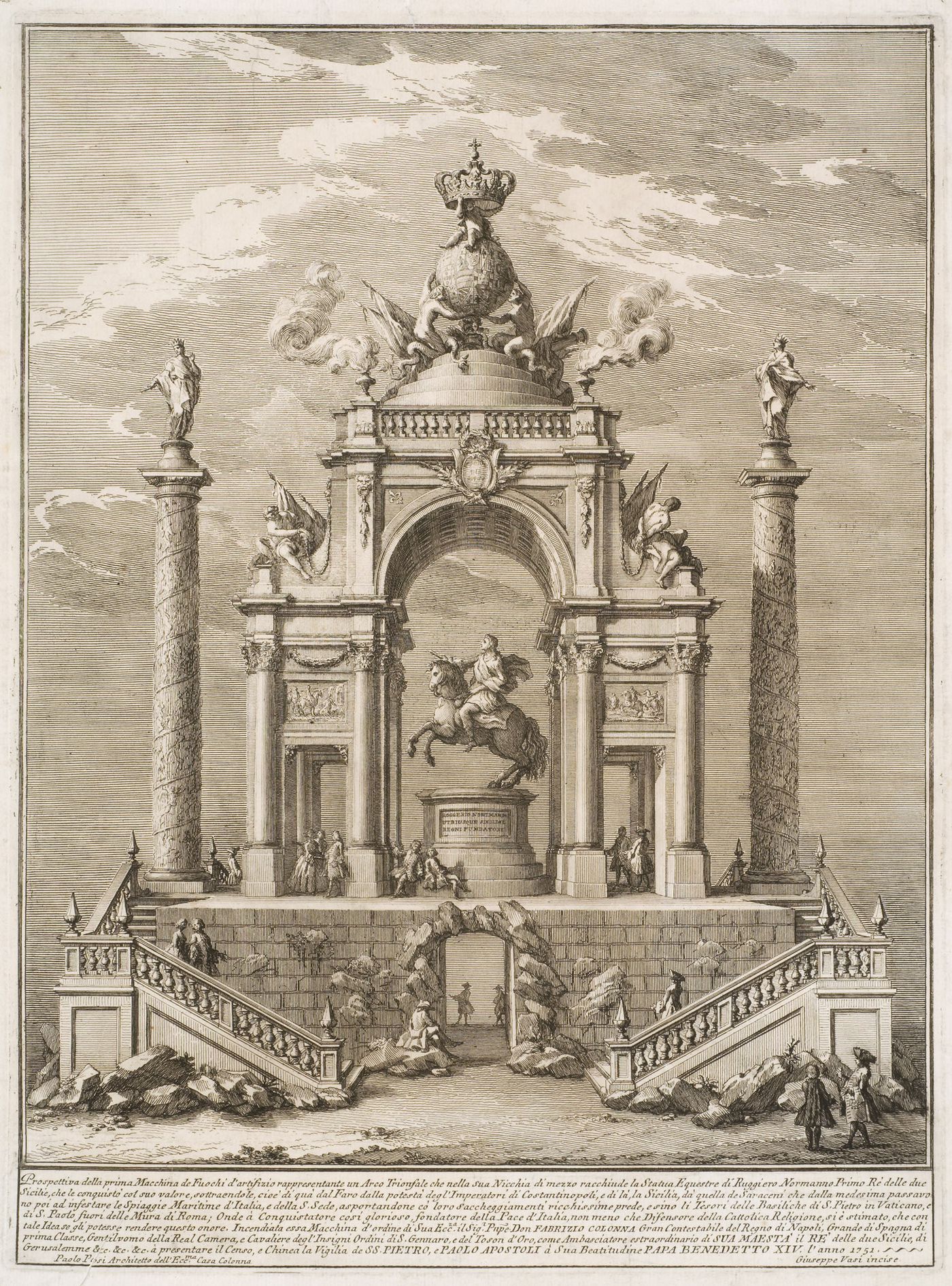 Etching of Posi's design for the "prima macchina" of 1751