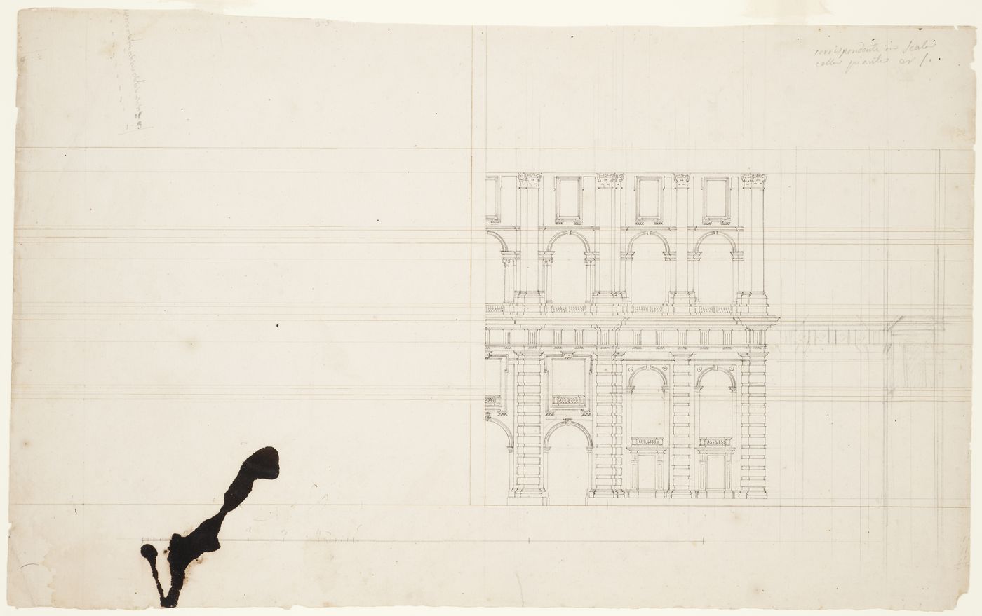 Half elevation for Castello di Rivoli, Turin