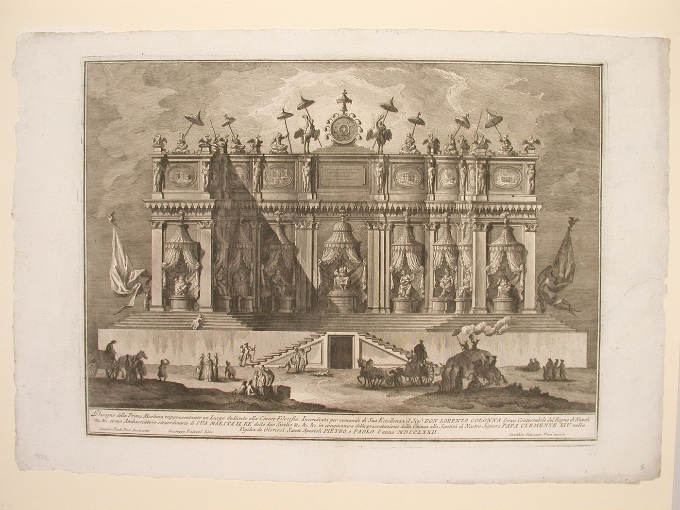 Etching of Posi's design for the "seconda macchina" of 1769