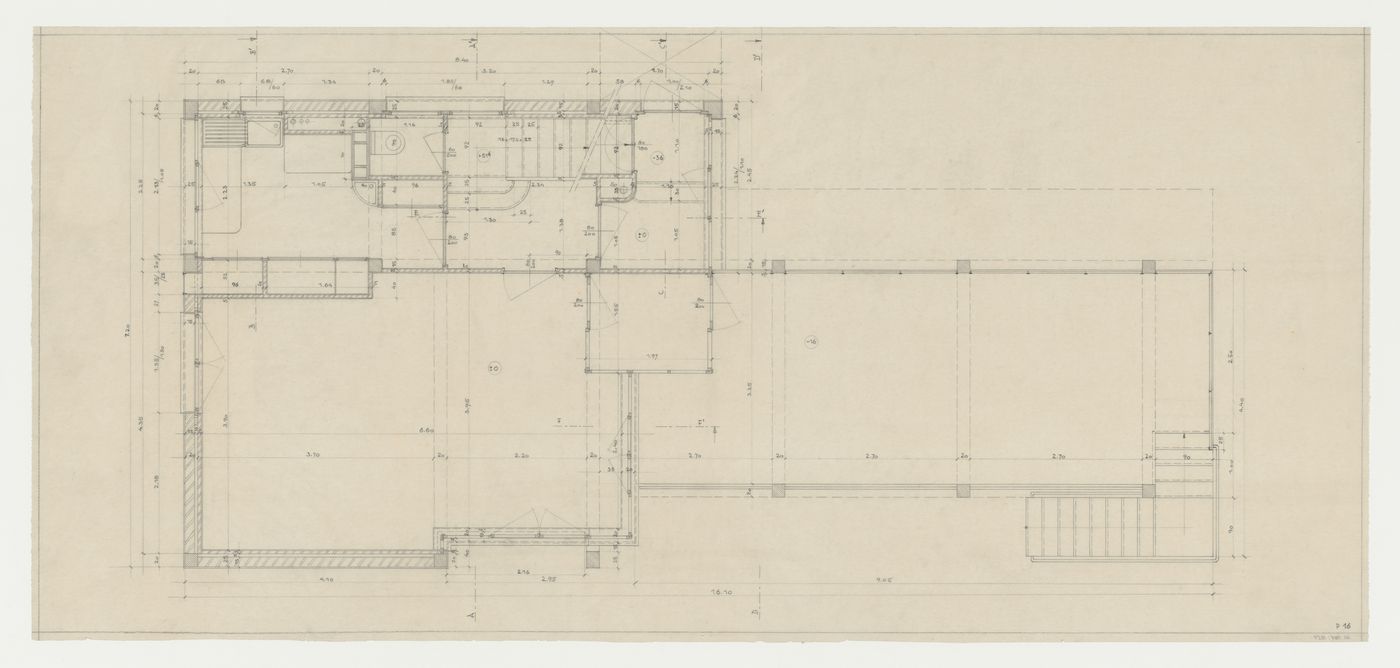 First floor plan for Villa Palicka showing the third stage of design, Prague, Czechoslovakia (now Czech Republic)