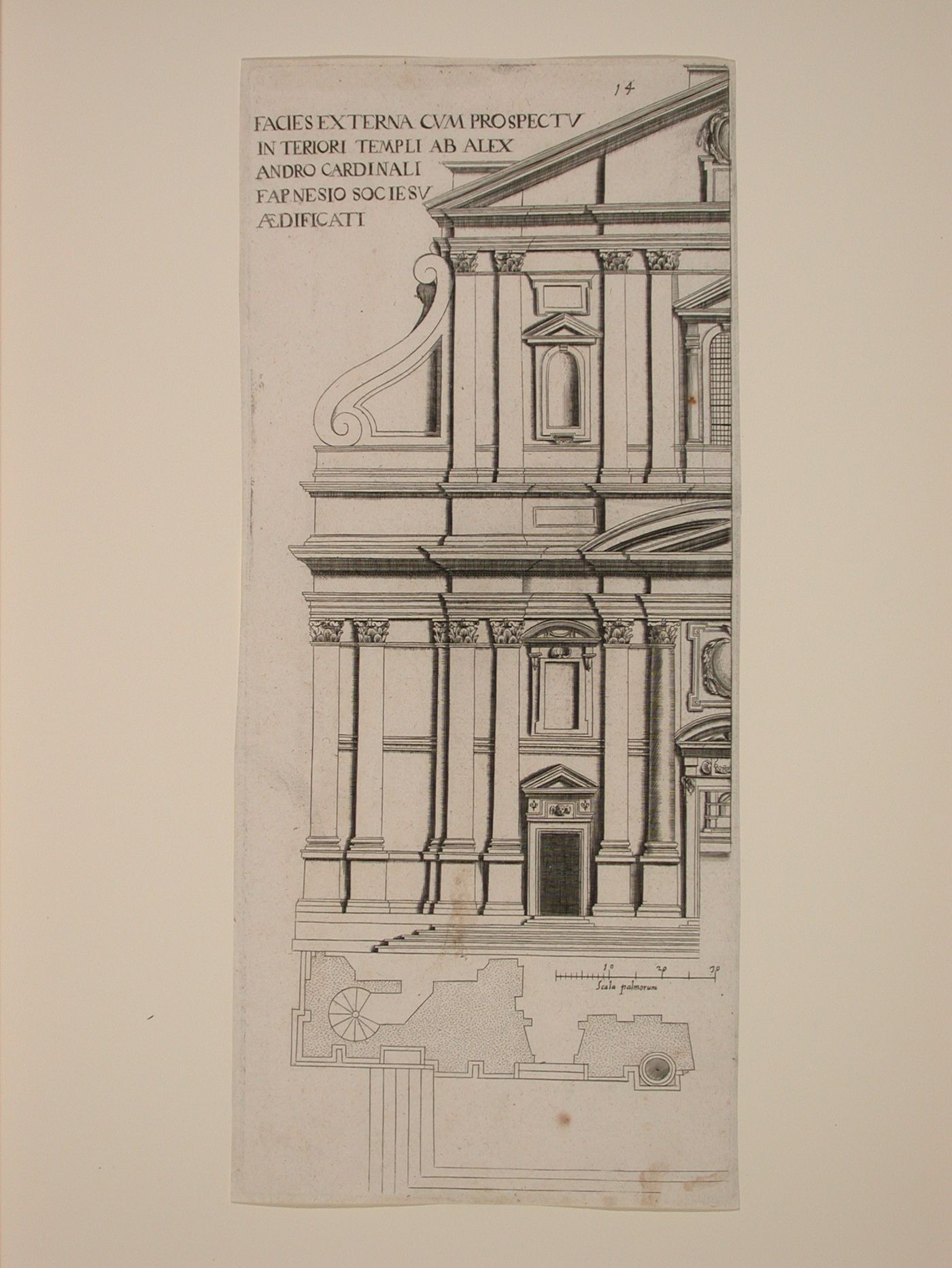 Half-plan and half-elevation of the façade of Il Gesù, Rome